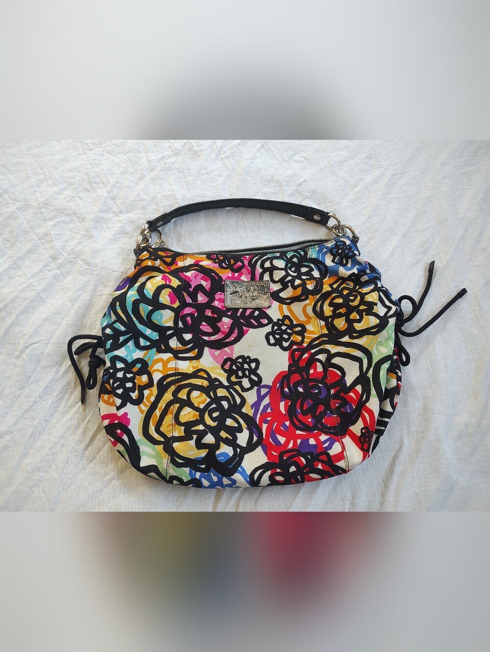 Coach Colorful Floral Print Shoulder Bag Multi Color Hobo Y2K 15593